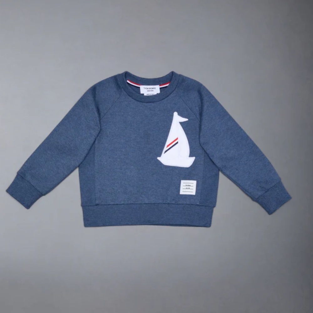 Boys Thom Browne sweatshirt Embroidered Sailboat Sz 12
